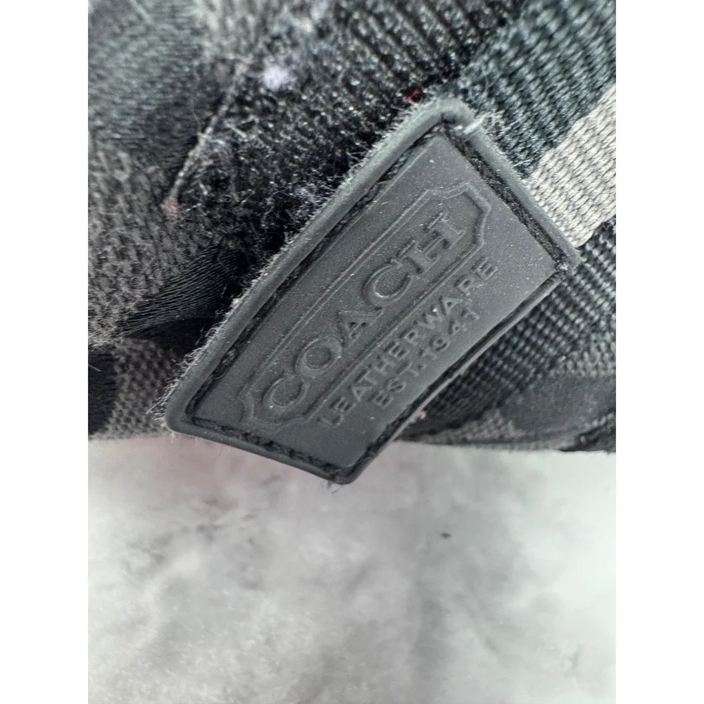 Coach Signature 🖤Jacquard Z-Strap Sneakers Black Grey Suede Trim Low Top Shoes - Picture 7 of 12